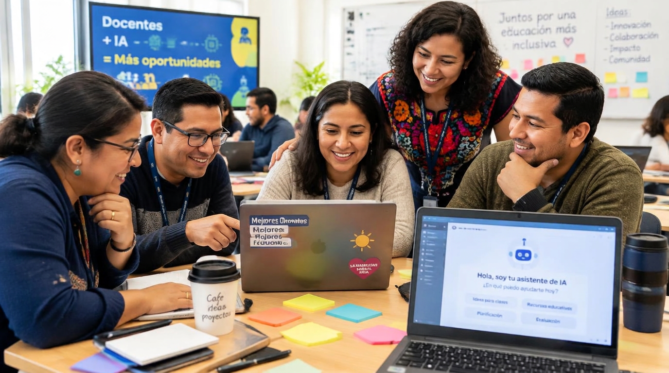 Docentes colaborando con herramientas de IA
